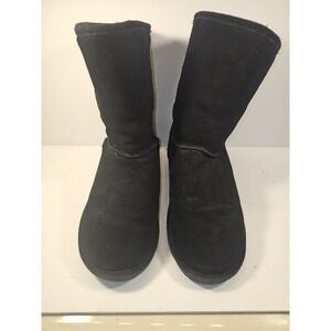 BEARPAW Womens Black Suede Sheepskin Lined Pull On Boots Size 9